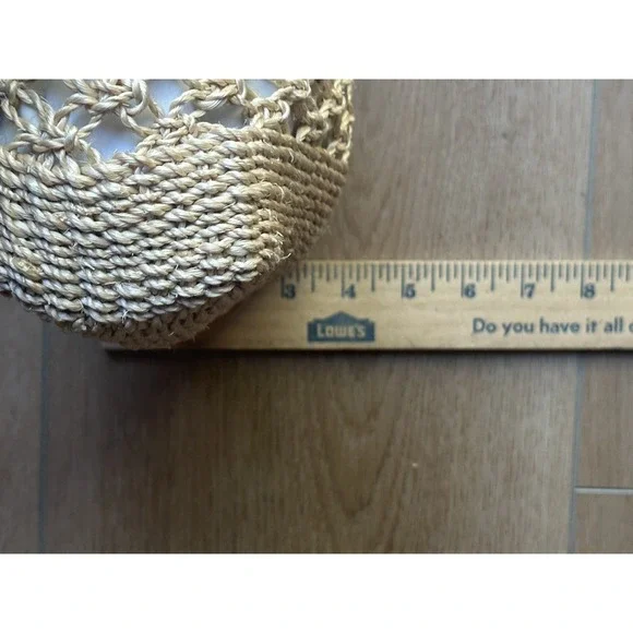 Straw Woven Women's Small Tote Bag With Zipper Natural Tan Beach Pool Shopping - Picture 5 of 8